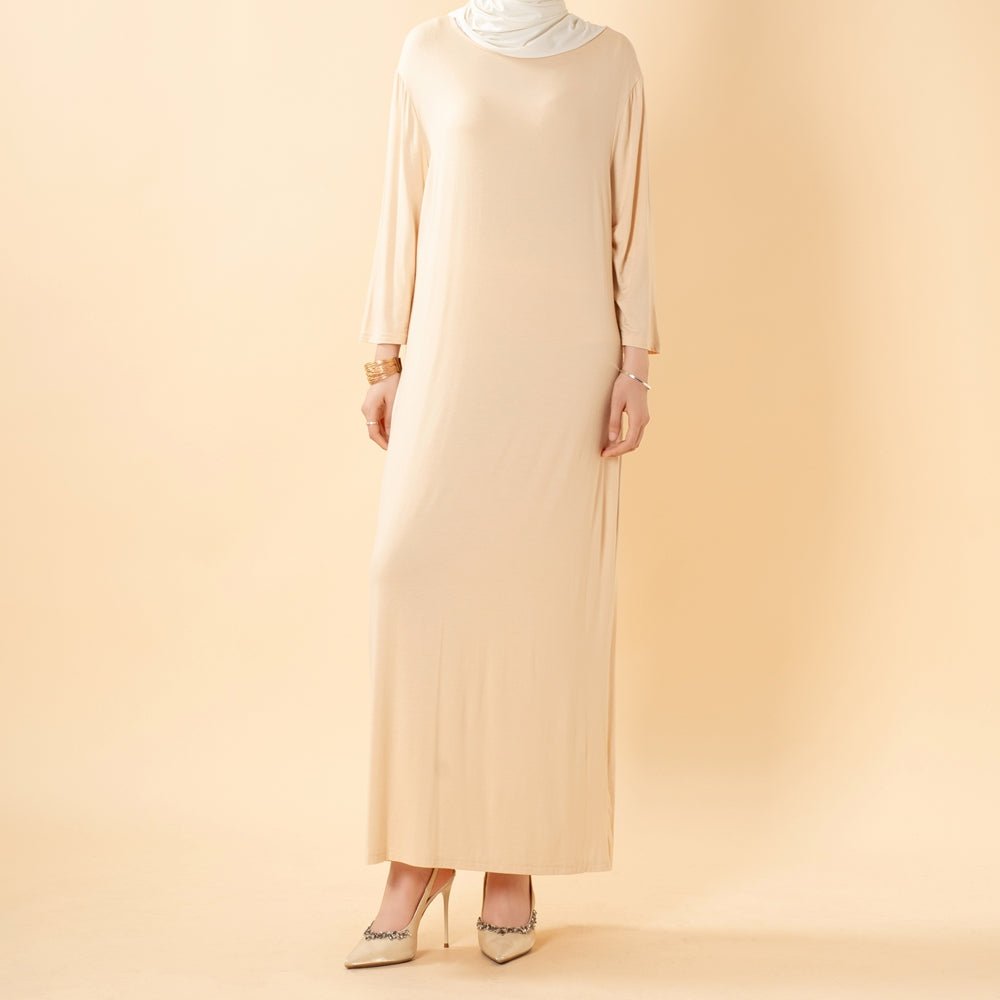 Abaya Floral aux Perles Brodées avec Manches Chauve-Souris Drapées(MA453)