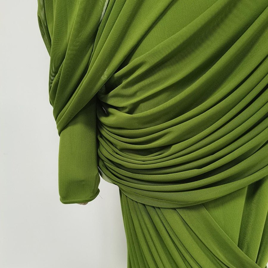 Robe longue moulante froncée, taille haute (MS355)