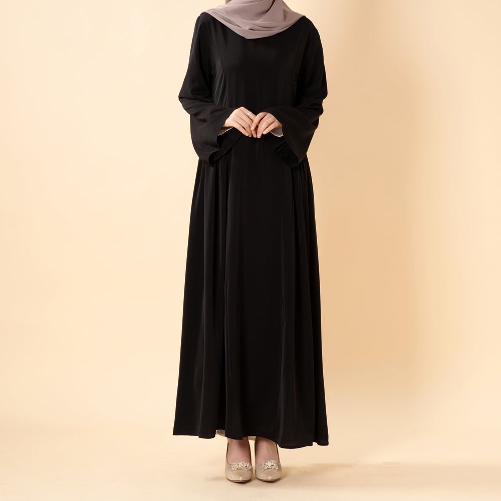 Robe Nida Évasée Maxi avec Jupe Patineuse Plissée & Manches Cloche Larges (MS435)