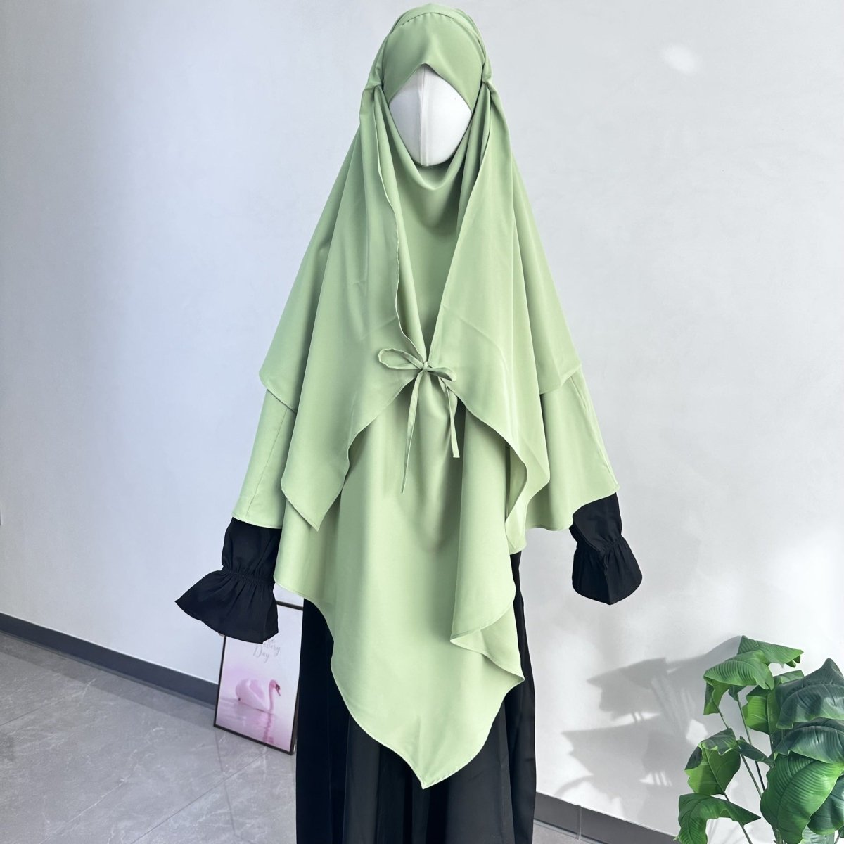 Khimar à double couche avec nœud devant (MK033)