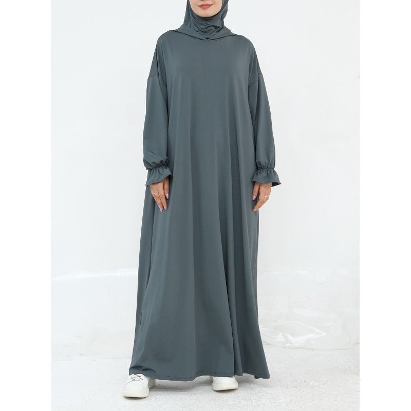 Robe Maxi à Capuche en Milk Silk Confortable avec Poches | Robe à Manches Longues et Poignets Élastiques (MA321)