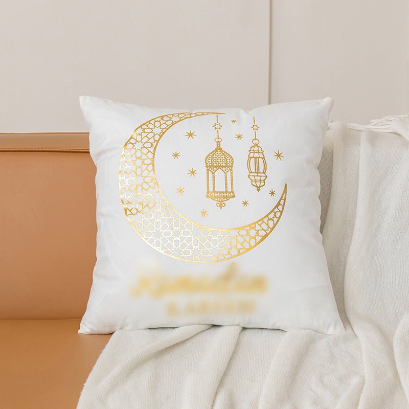 Housse de coussin en peluche courte avec impression à chaud "Eid Moon" (MR076)