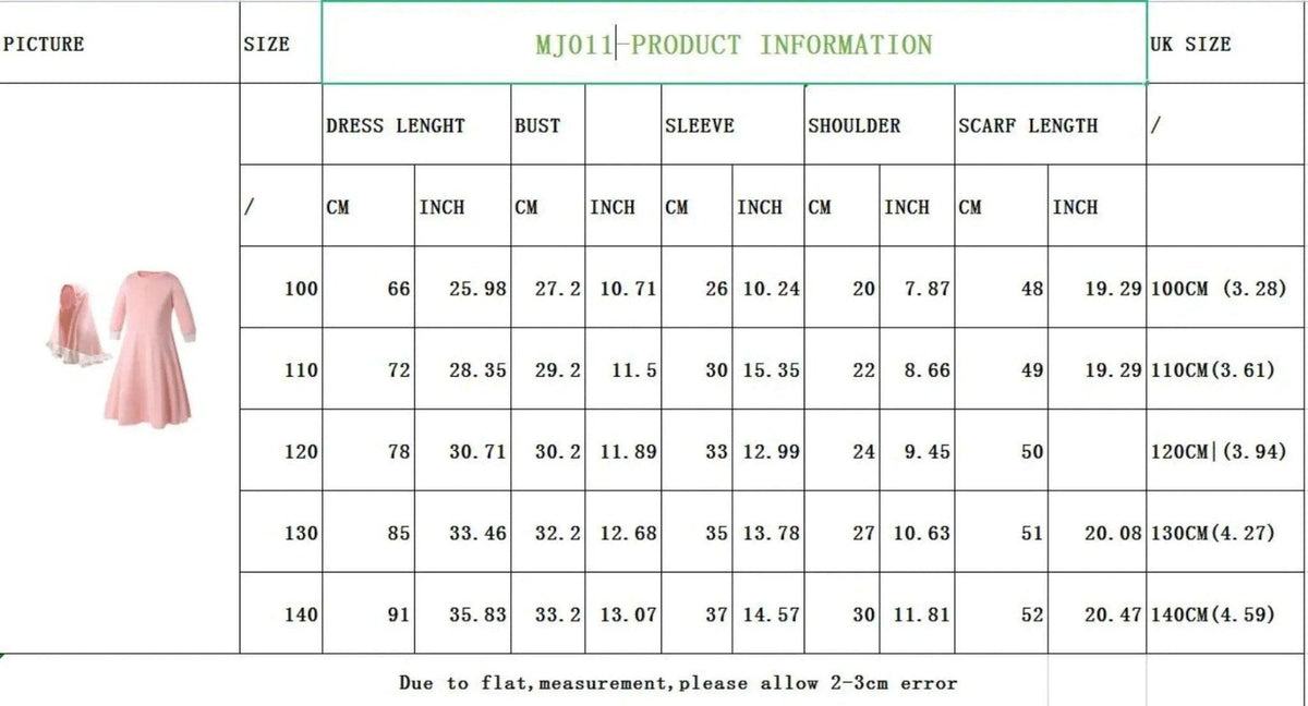 MJ011 Robe en dentelle colorée à manches longues avec foulard nœud assorti pour enfant