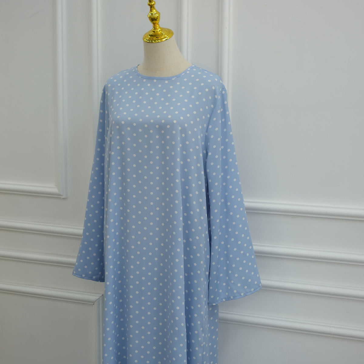 Abaya Maxi Dress Manches Évasées à Pois (MA464)