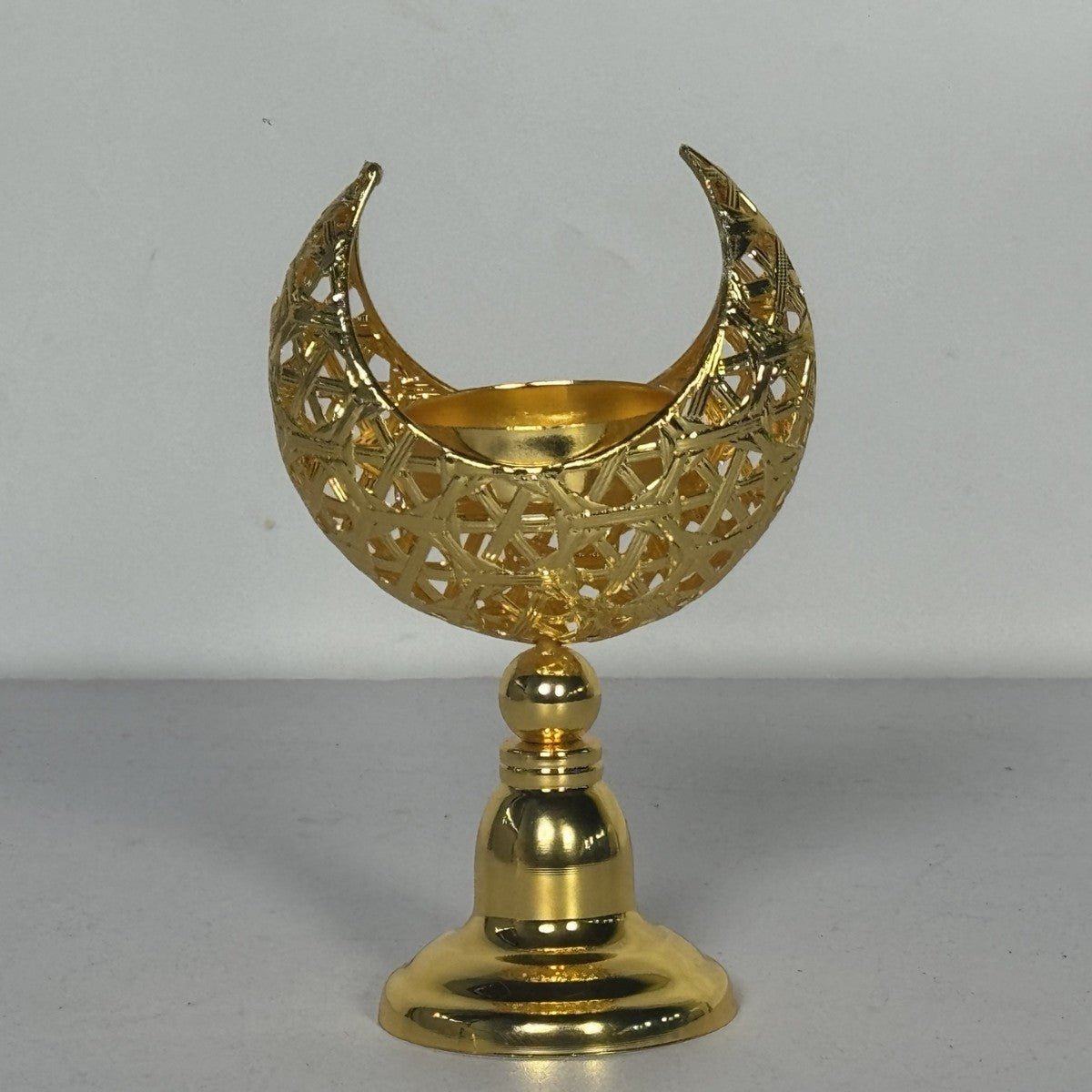 Bougeoir Lune Creuse – Accessoire Décoratif en Fer pour Ramadan (MAC379)