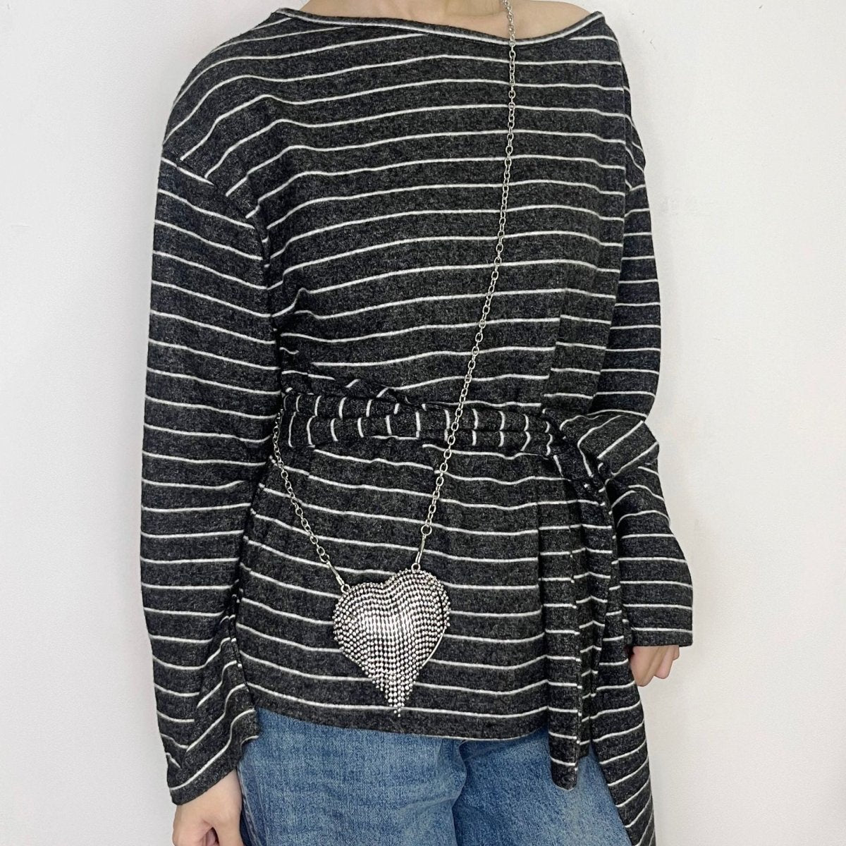 Sac bandoulière étincelant en forme de cœur – Mini sac à main orné de strass pour un glam au quotidien (MAC279)