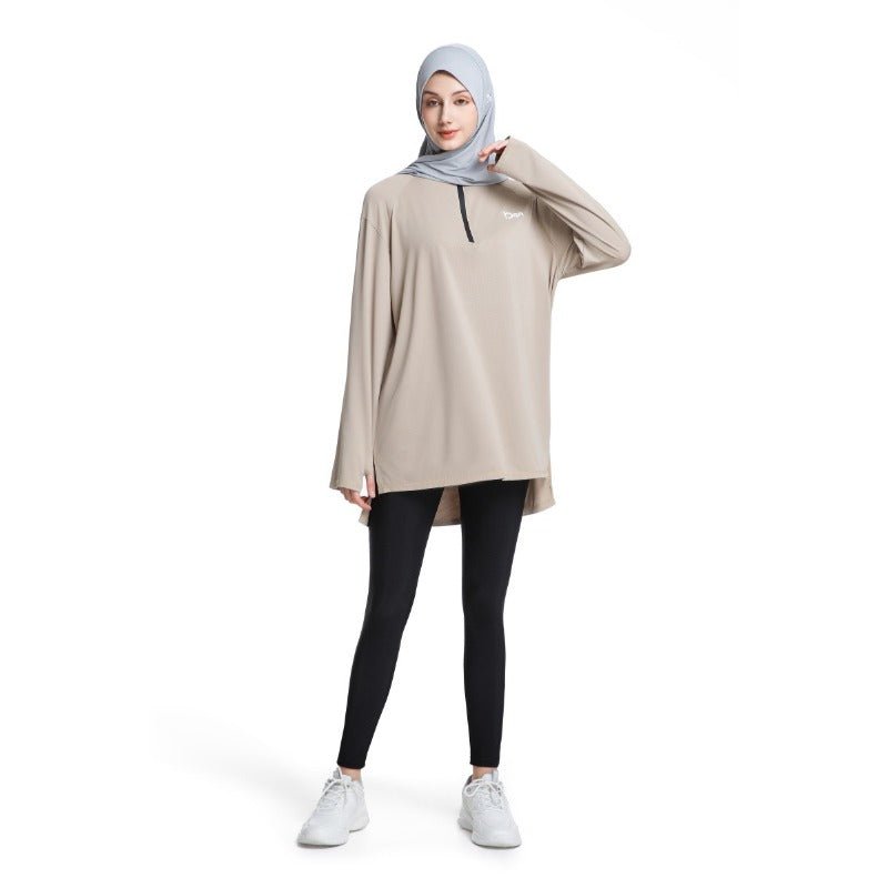 Haut de running pour femme séchage rapide demi-zip (MS115)