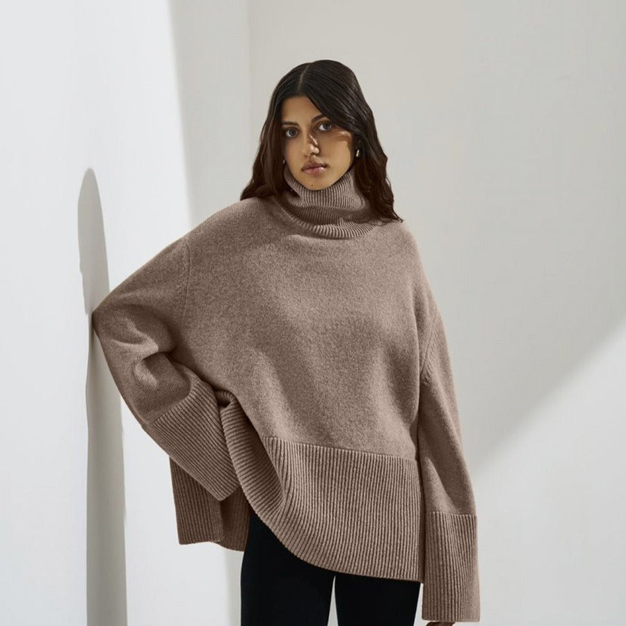Pull à col roulé oversize avec fentes latérales (MS251)