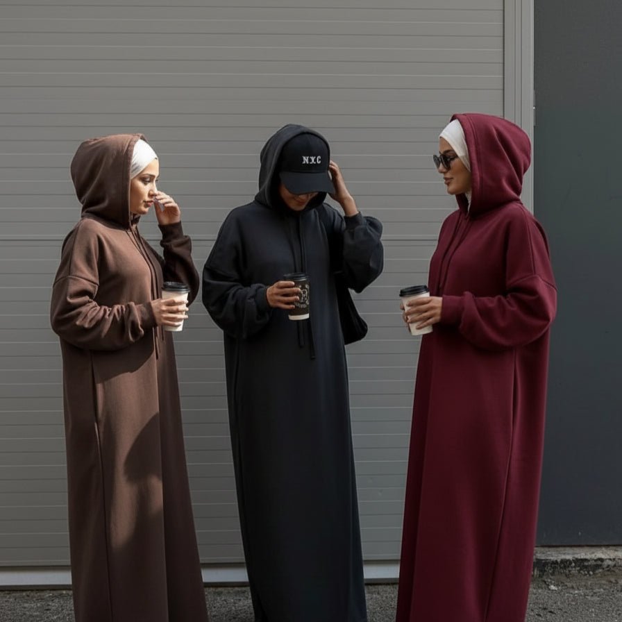 Abaya sweat à capuche en French Terry avec poches (MA340)