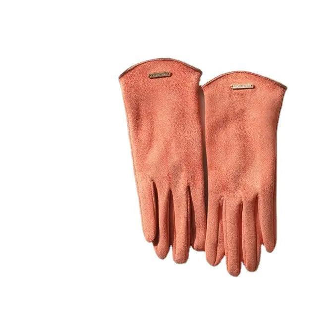 MAC058 Gants tactiles unisexes en suédine, doublés de fausse fourrure, chauds pour l'hiver
