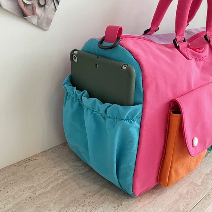 Sac de Voyage Colorblock - Sac Weekender Léger à Main avec Bandoulière et Poches Extérieures (MAC480)