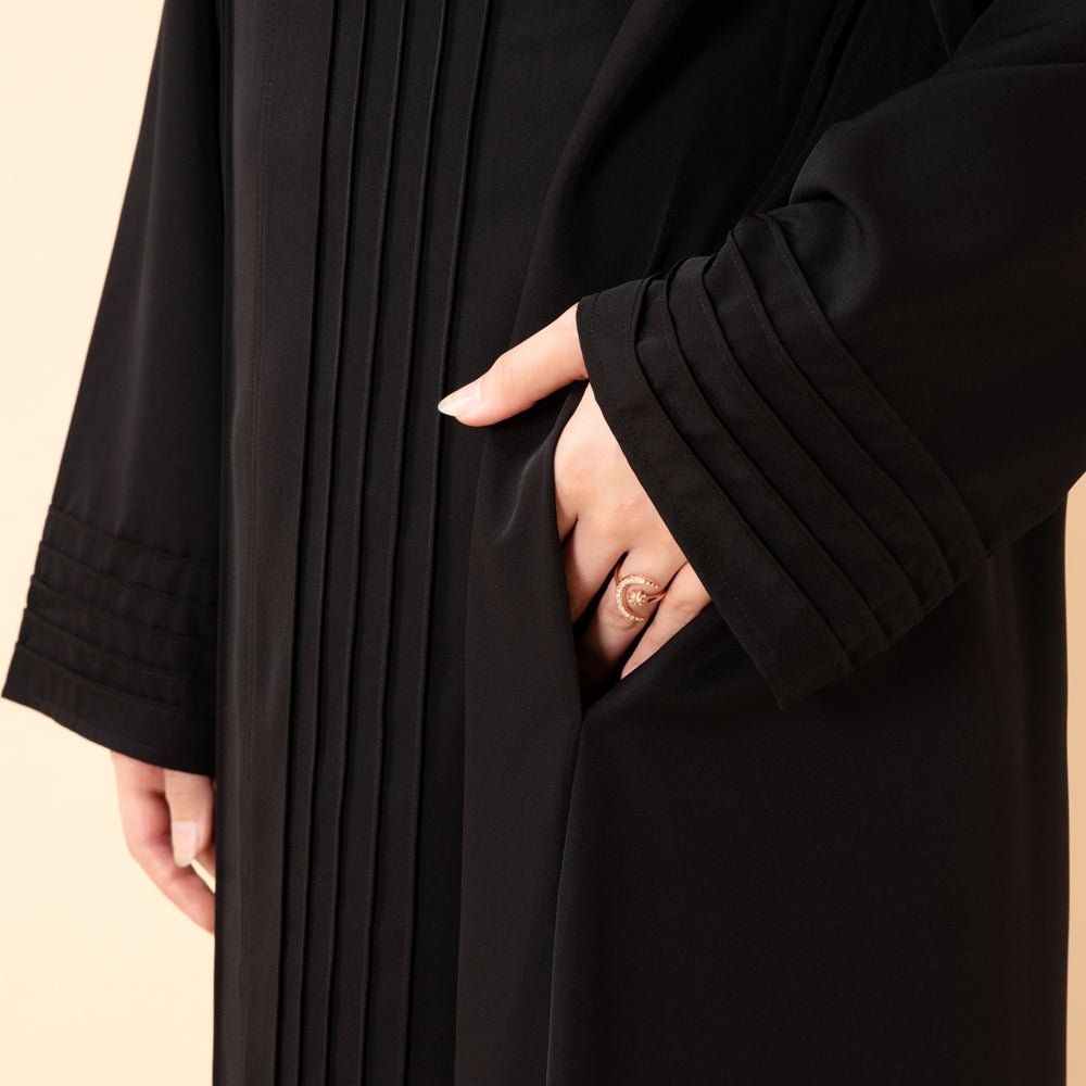 Abaya Serene plissée en georgette, coupe ample et longueur intégrale, style modeste (MA254)
