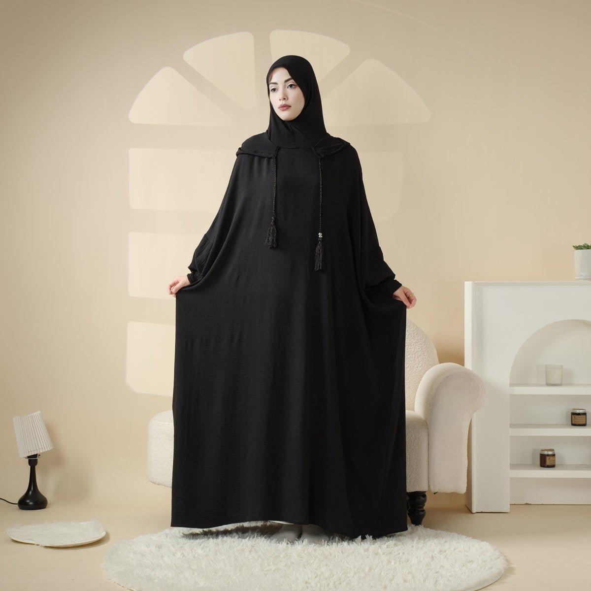 Jilbab Uni et Élégant à Capuche | Jilbab en Crêpe avec Capuche Intégrée (MJ015)