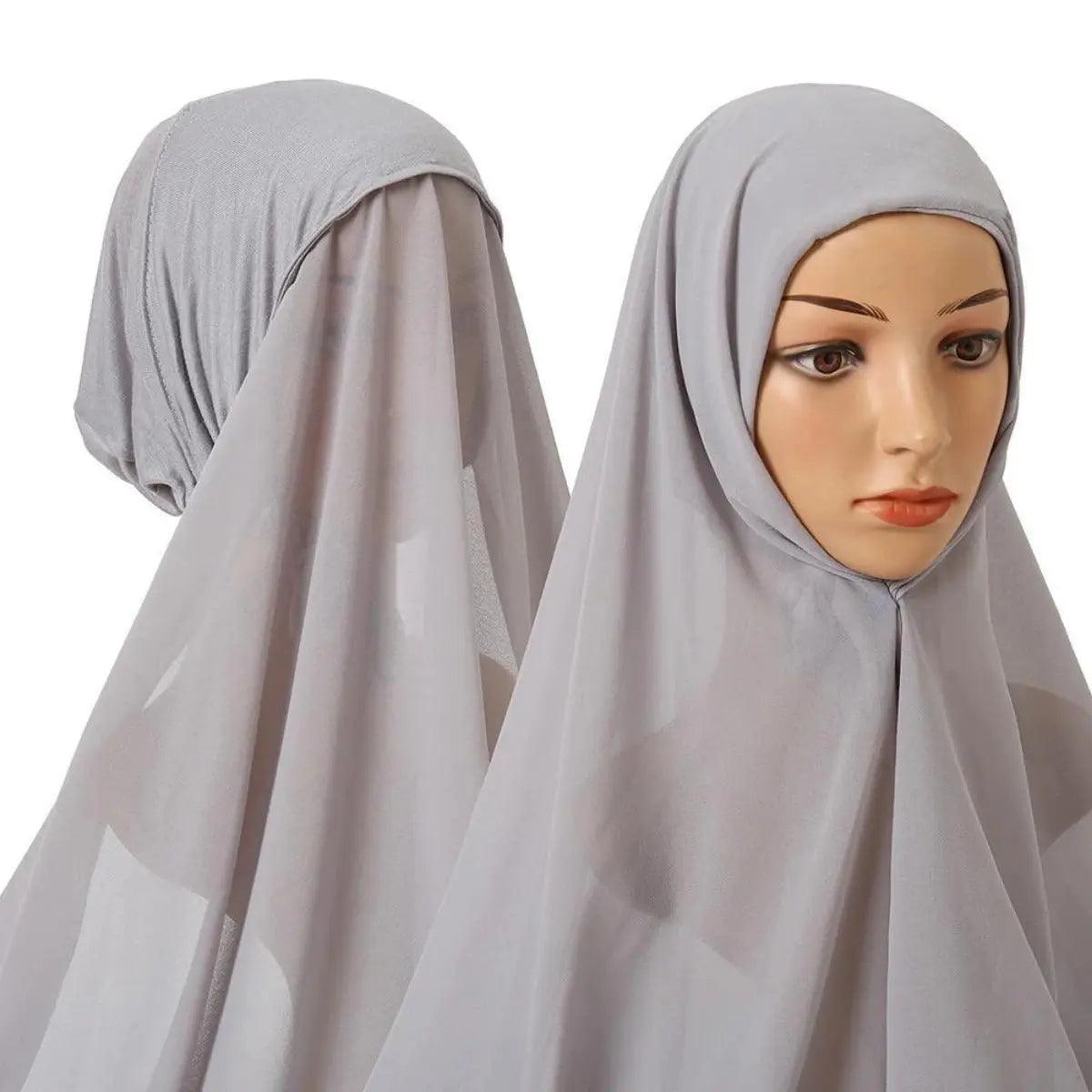 Hijab Instant en Mousseline avec Bonnet Intégré (MH004)