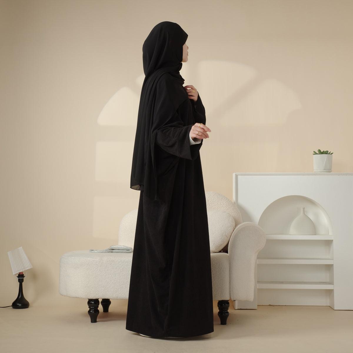 Cardigan Abaya Ouverte en Velours Côtelé (MOA028)
