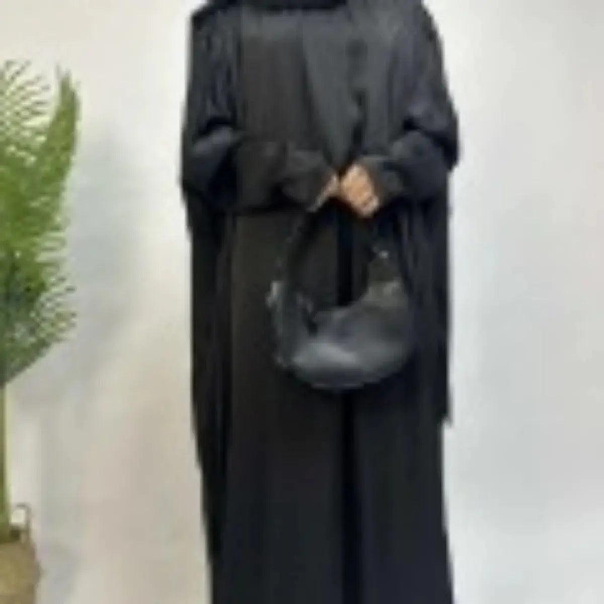 Abaya Armani : Abaya en satin parfaite avec cordon de serrage (MA039)