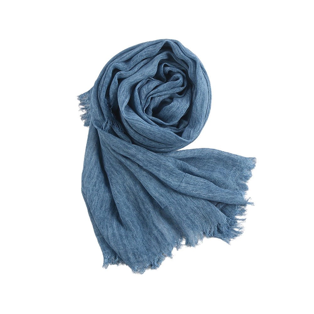 Hijab en Rayonne Texturée Froissée Coloris Unis Hijab Enveloppant Respirant pour Femme (MH145)