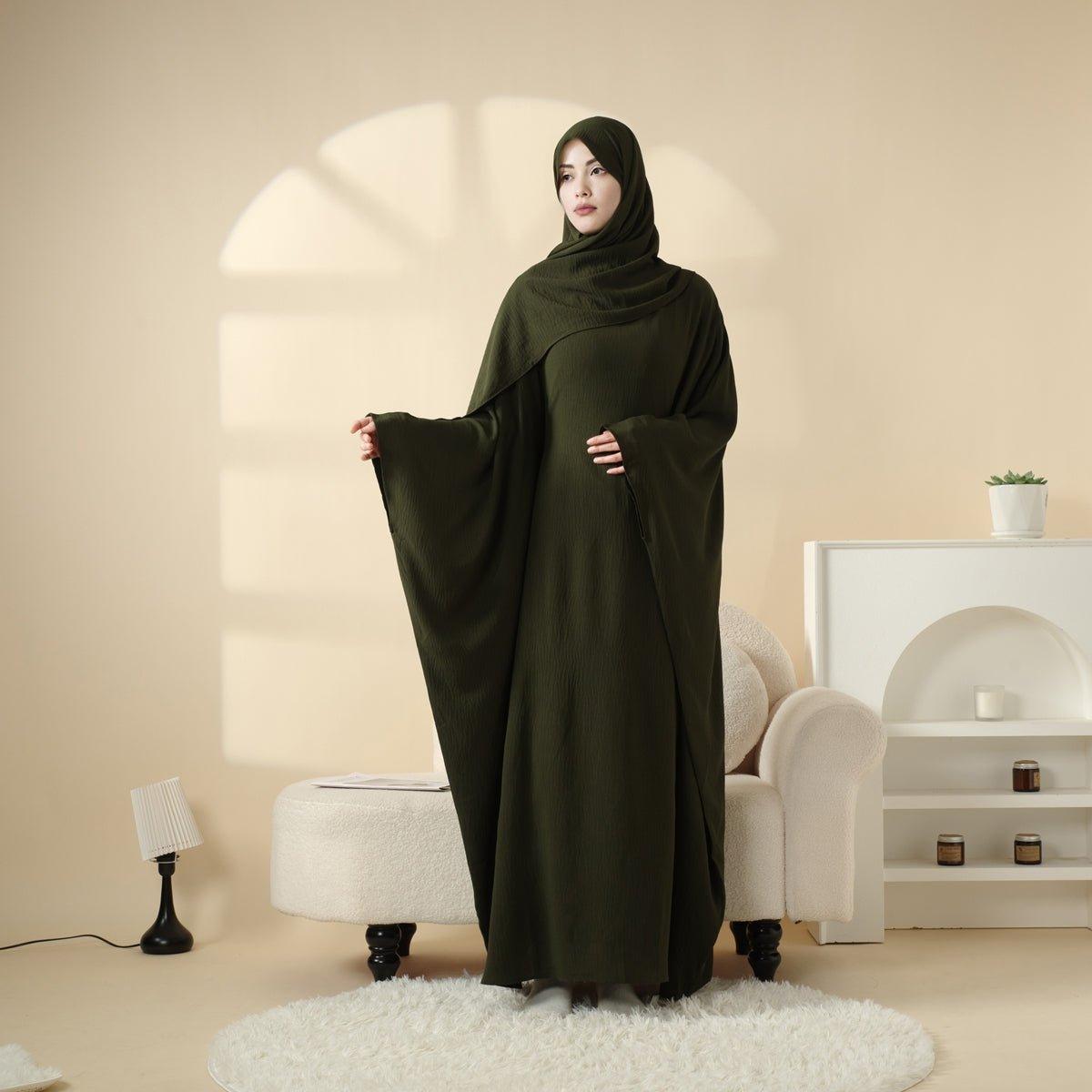 Abaya unie à manches papillon (MA048)