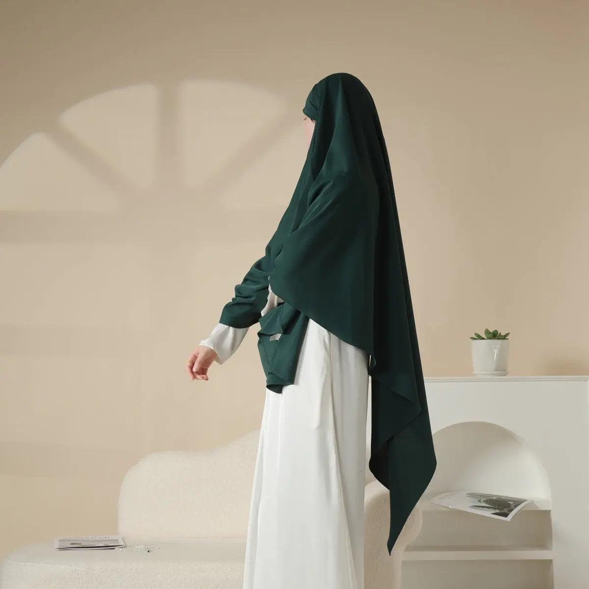 MK001 Niqab attaché - Khimar uni en Nida à 1 couche