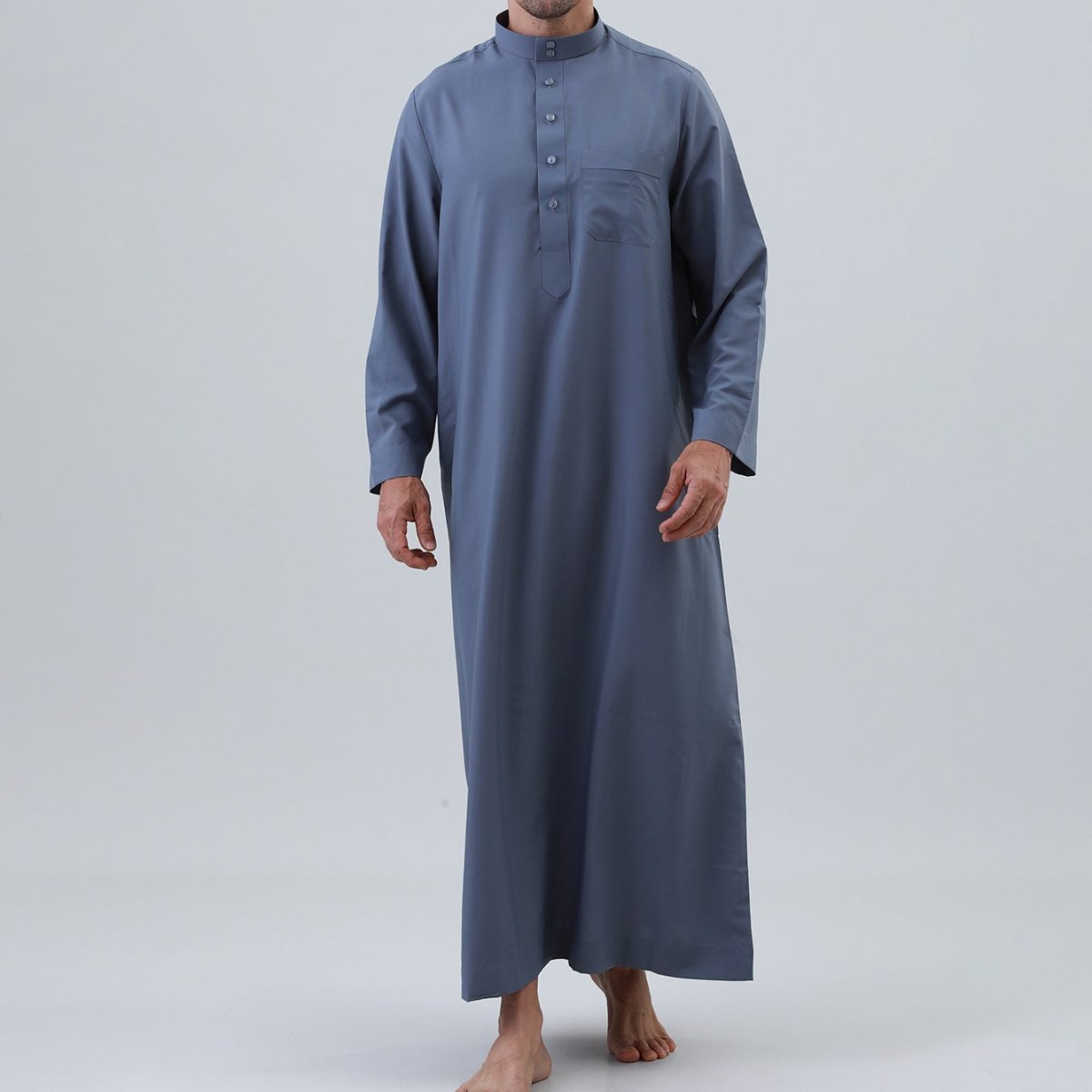 Thobe uni pour homme avec patte de boutonnage (MT036)