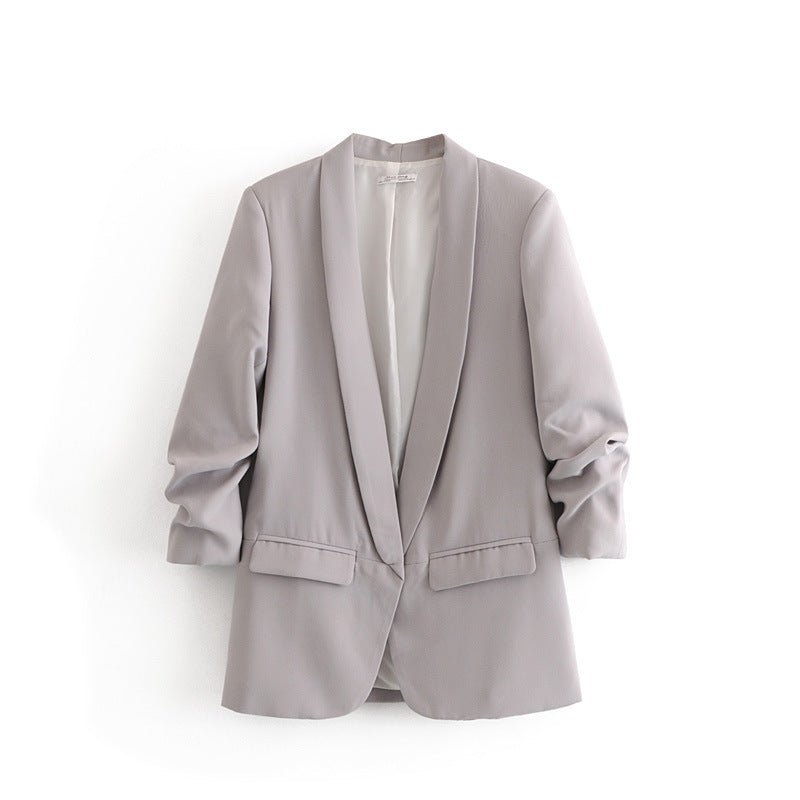 Blazer à manches froncées | Veste longue à manches trois-quarts (MS241)