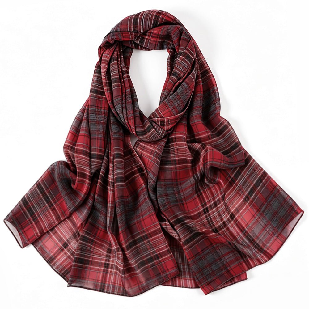 Foulard Hijab Léger Tartan Carreaux Vintage (MH258)