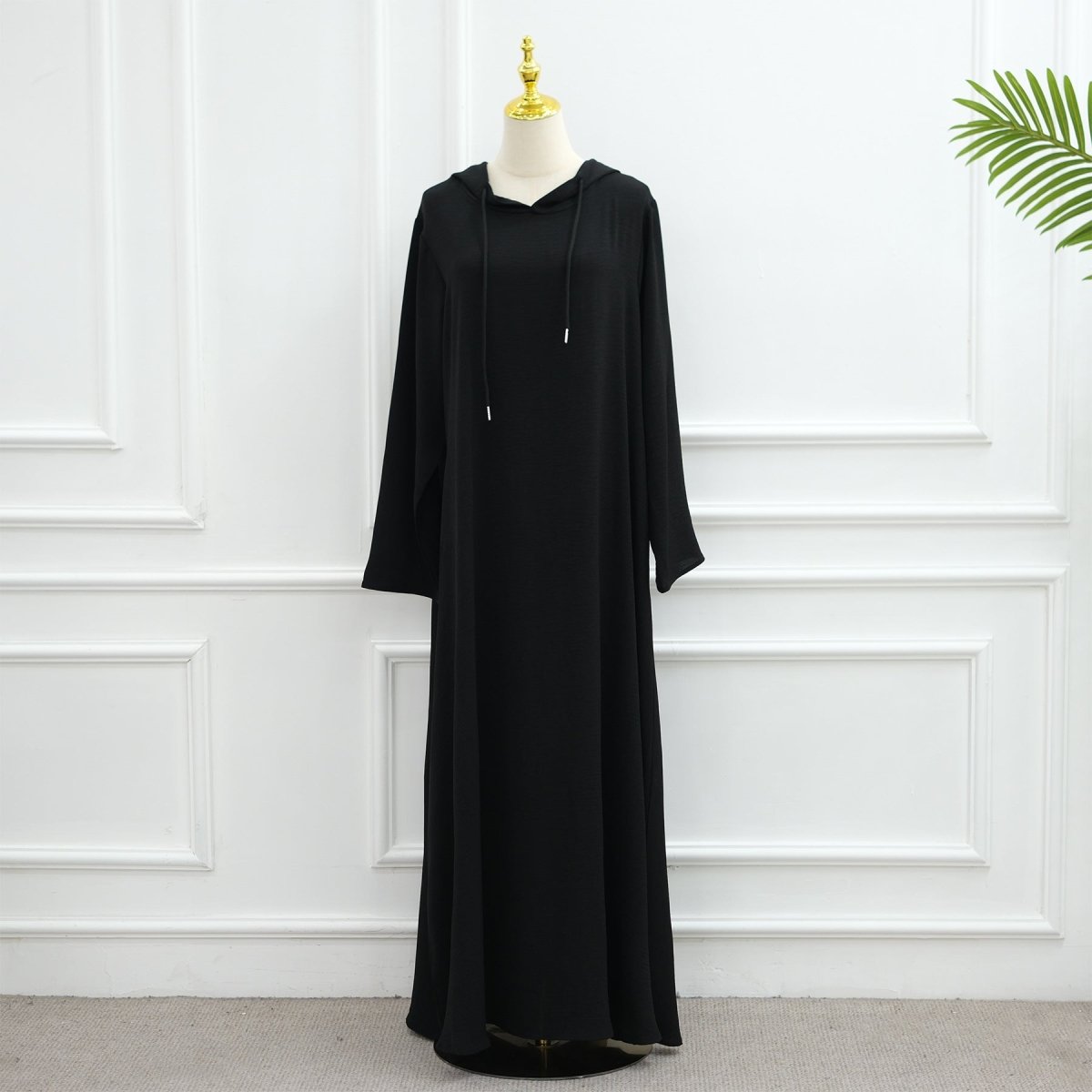 Robe à capuche froissée en soie glacée avec poches (MA393)
