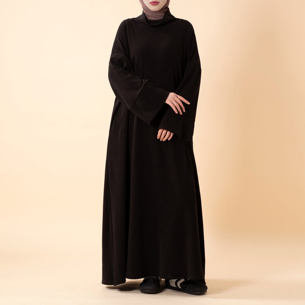 Abaya col roulé décontractée avec poches (MA383)