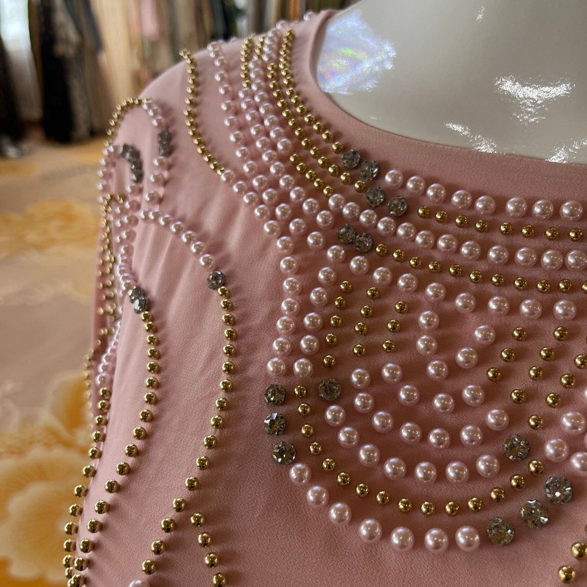 Robe Maxi Batwing Perlée et Cristal (MS529)