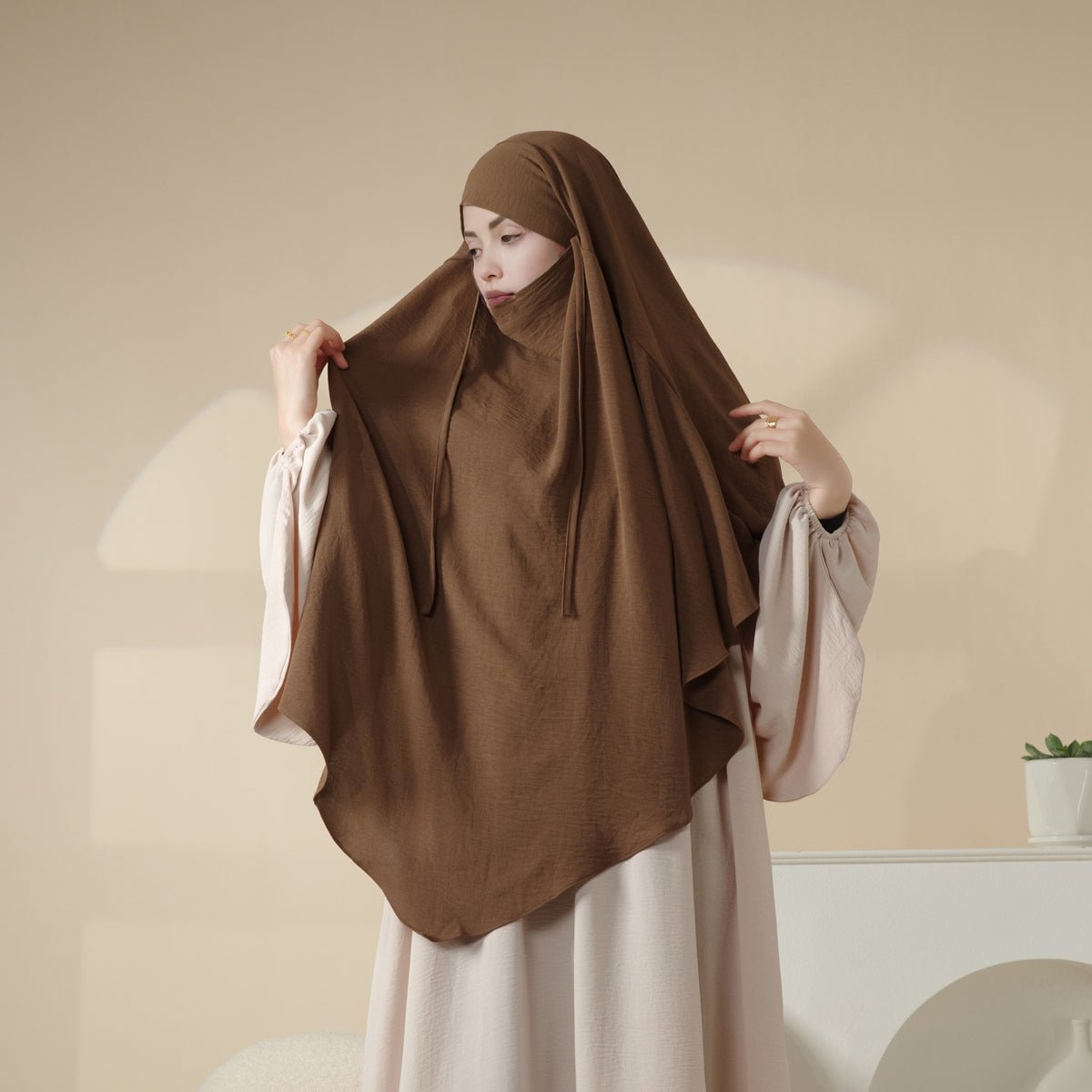 Nouveau Khimar Crêpe 1 Couche | Khimar en Matière Crêpe Souple (MK009)