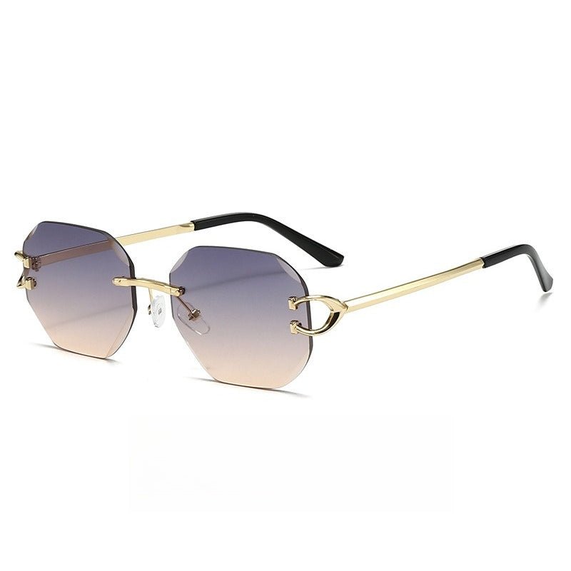 Lunettes de soleil vintage sans monture à bords taillés - Modèle statement polygonal sans cadre (MAC266)