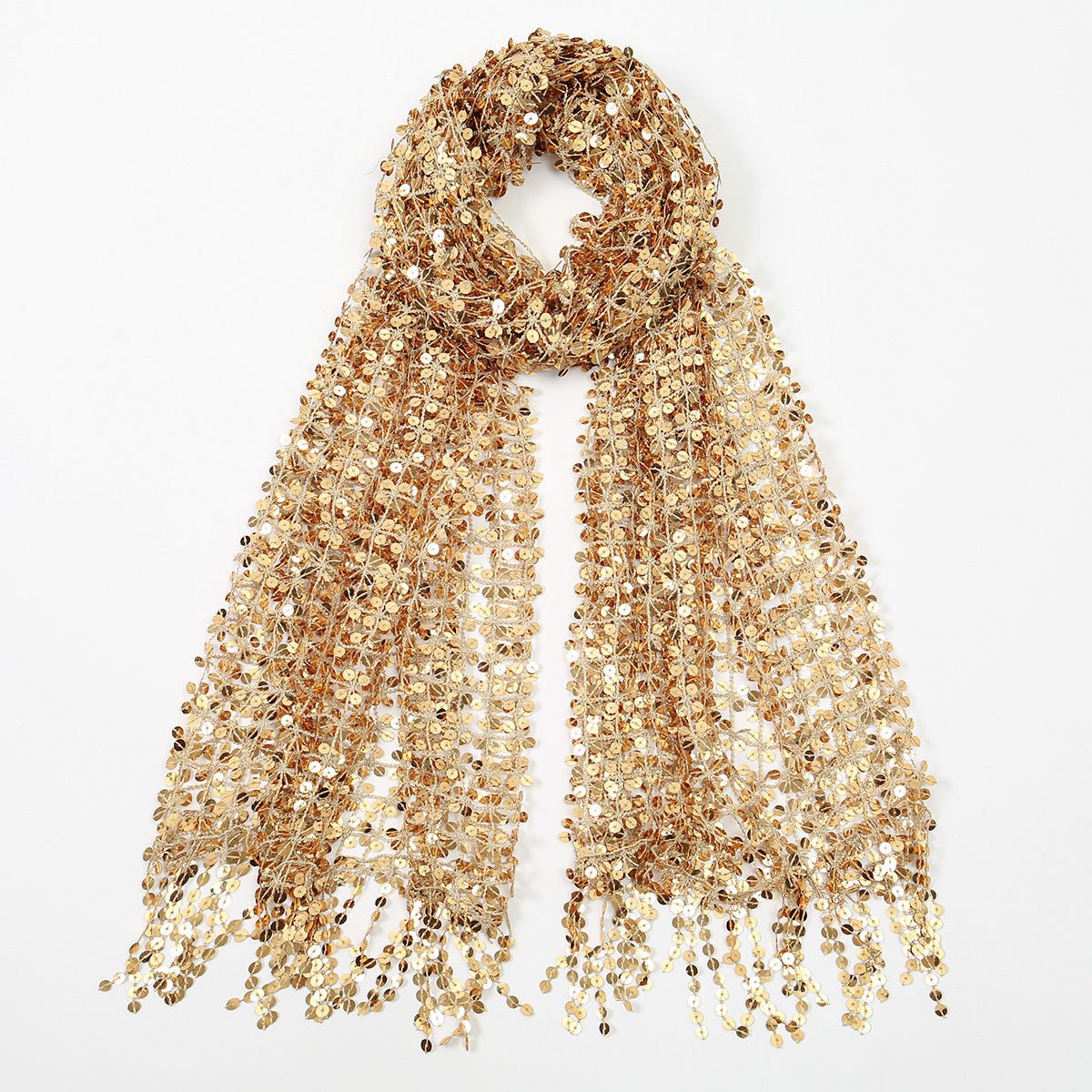 Hijab Châle en Mesh Pailleté avec Franges (MH206)