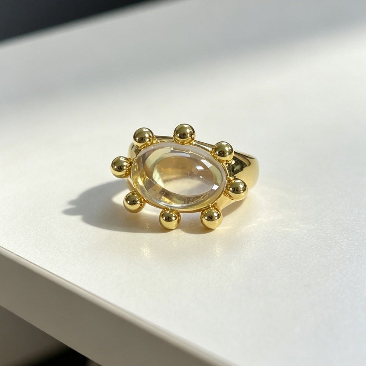 Bague Vintage Crab Sunburst Crystal Statement | Bague Ajustable (MAC483)