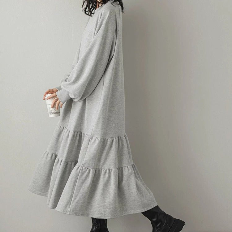 Robe Maxi Sweat à Volants Coupe Ample (MS151)