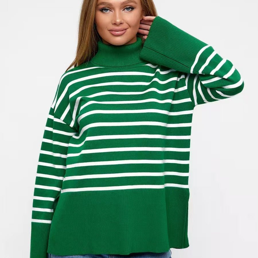 Pull Col Roulé Rayé | Pull Oversize Colorblock (MS252)
