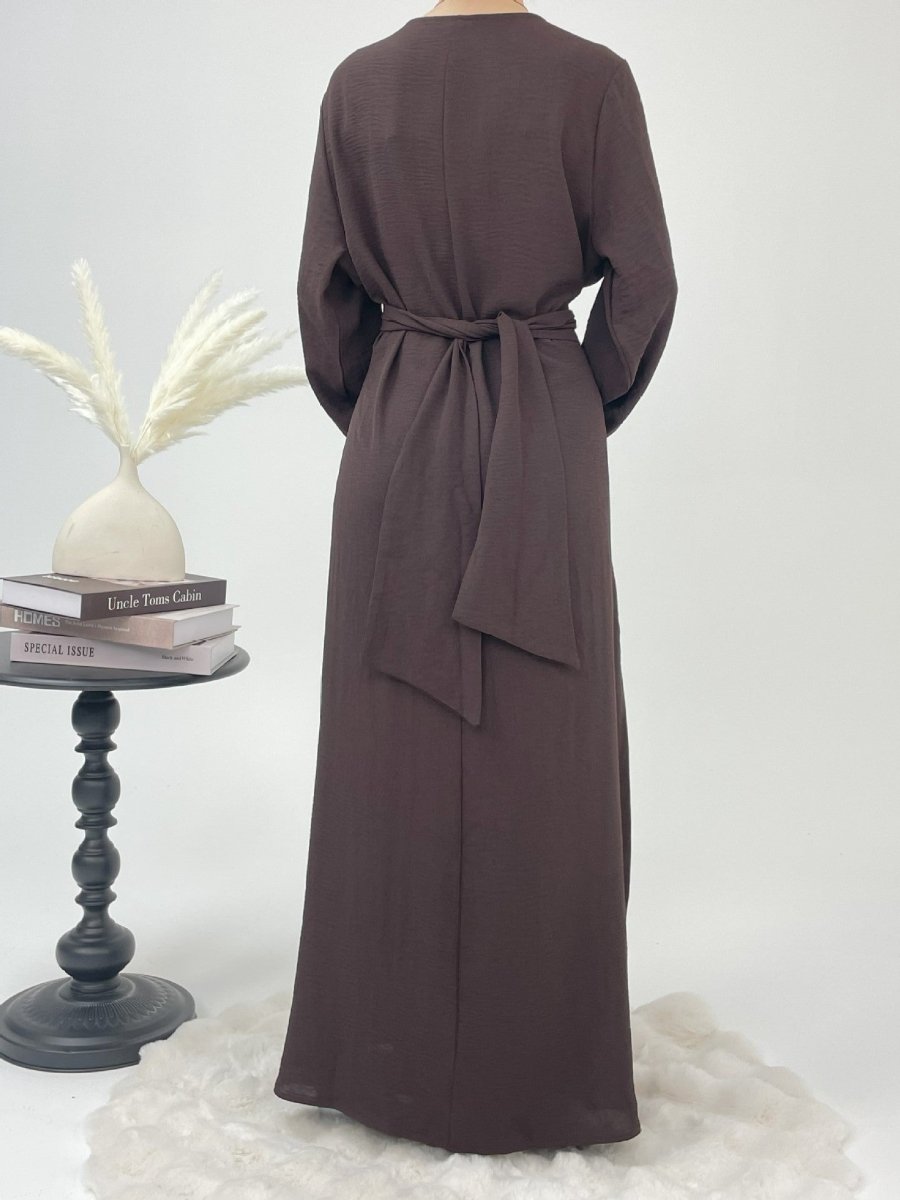 Robe du soir abaya élégante en crêpe glacé à lacets (MA160)