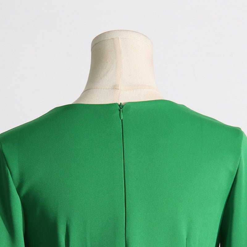 Robe de Soirée à Manches Cape | Robe Longue Ajustée à Encolure Festonnée avec Fente Dos (MS217)