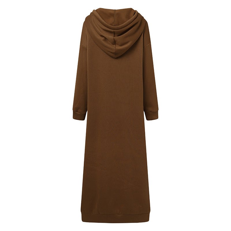 Robe Maxi à Capuche Zippée Oversize | Abaya Robe Polaire (MS163)