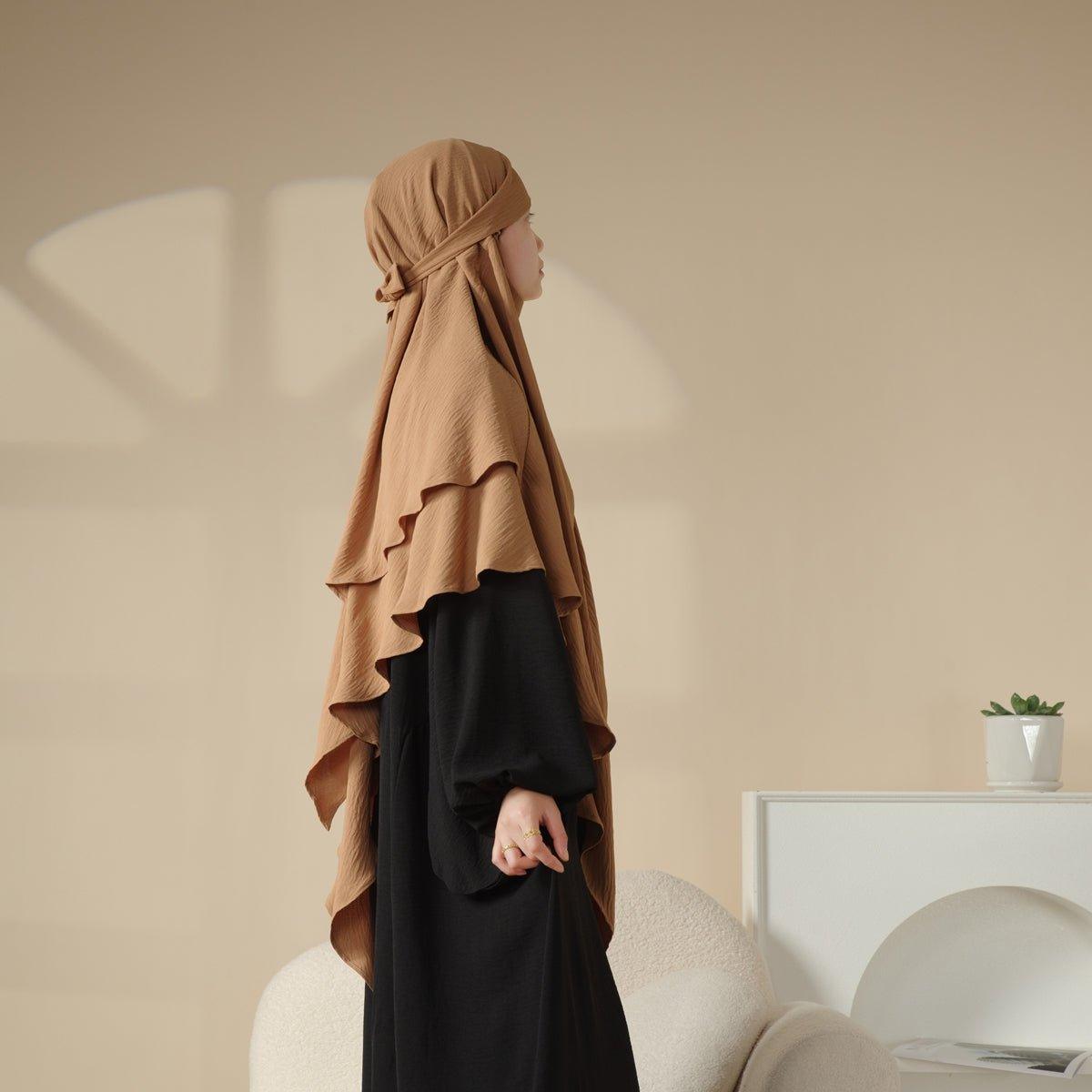 MK011 Superbe Khimar en Crêpe Deux Couches