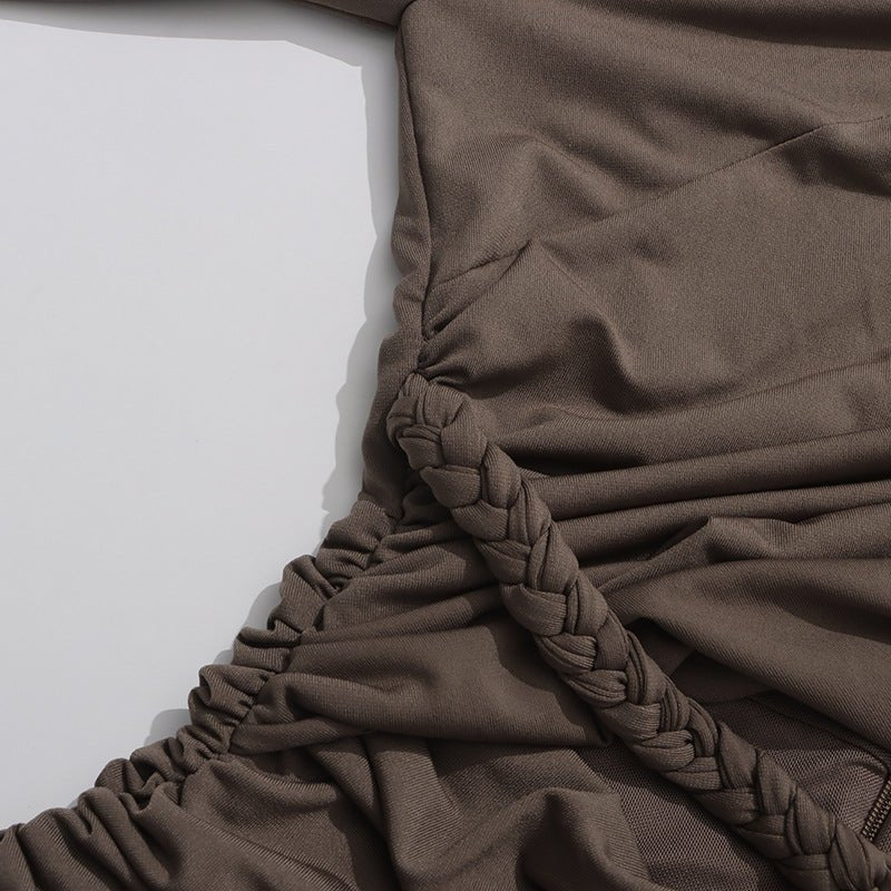 Robe froncée avec taille échancrée tressée (MS345)