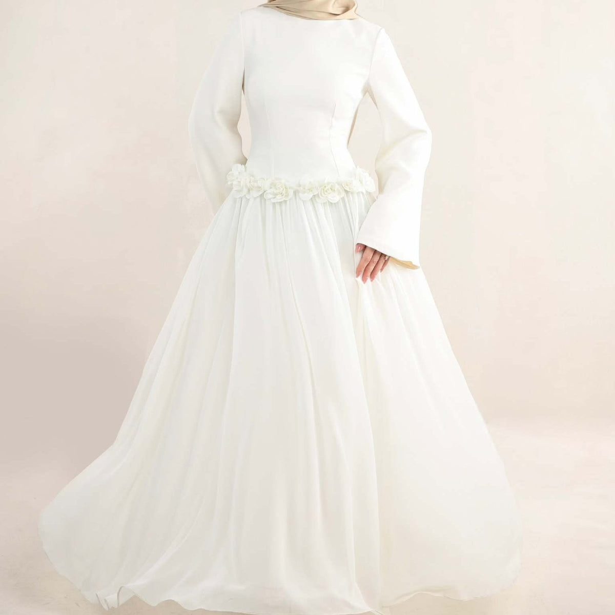 Robe Maxi Ajustée à la Taille 3D Rose(MS515)