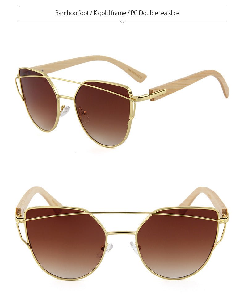 Lunettes de soleil MAC169 tendance à monture métallique œil-de-chat et branches BamboTemple