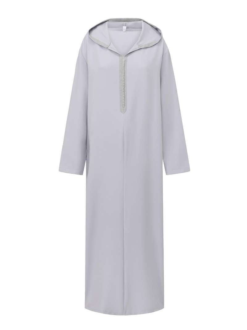 Robe Thobe Musulmane Modeste Longue à Capuche Noire Premium pour Homme (MT029)