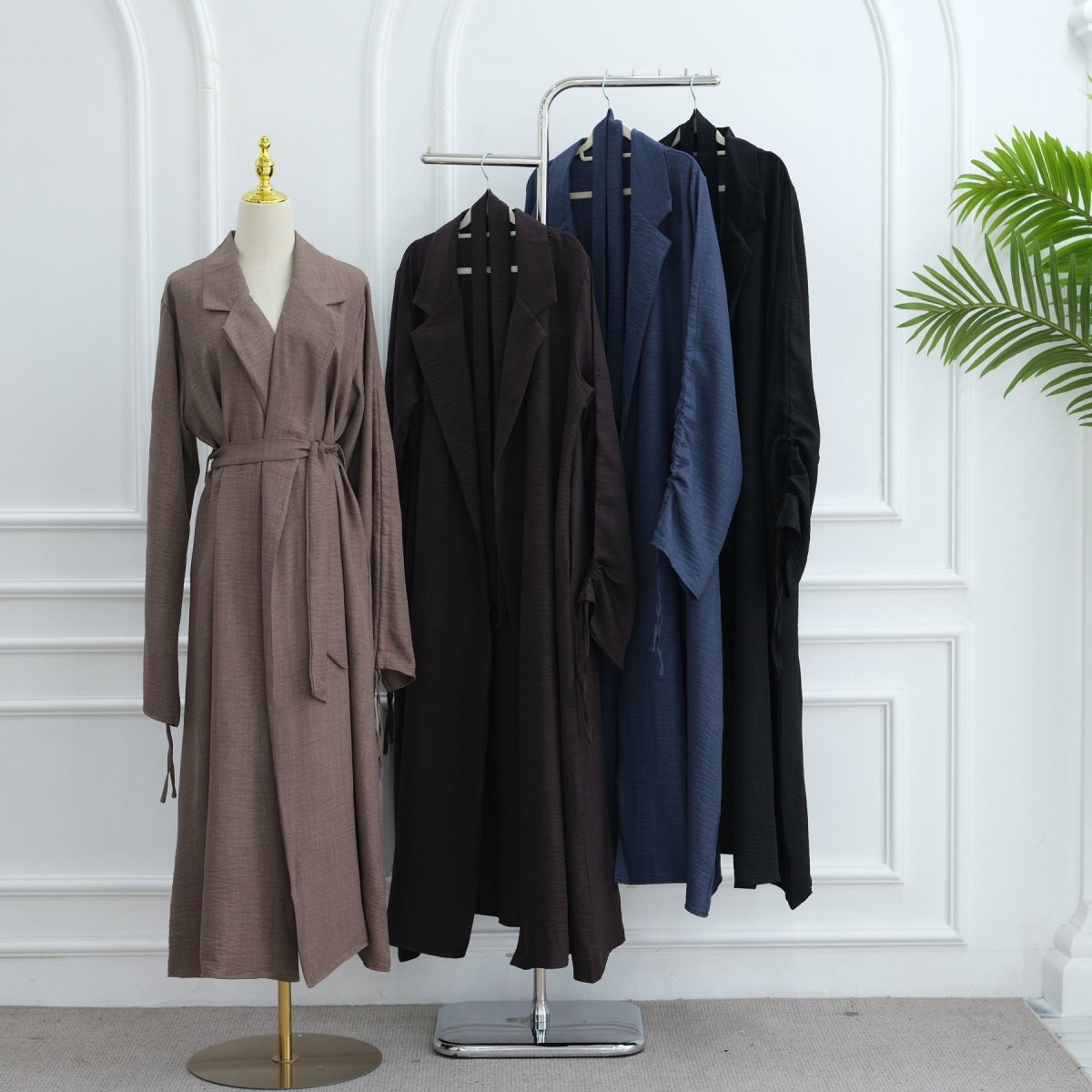 Blazer Cardigan ajusté à manches froncées | Veste ouverte en mélange de sergé (MOA246)