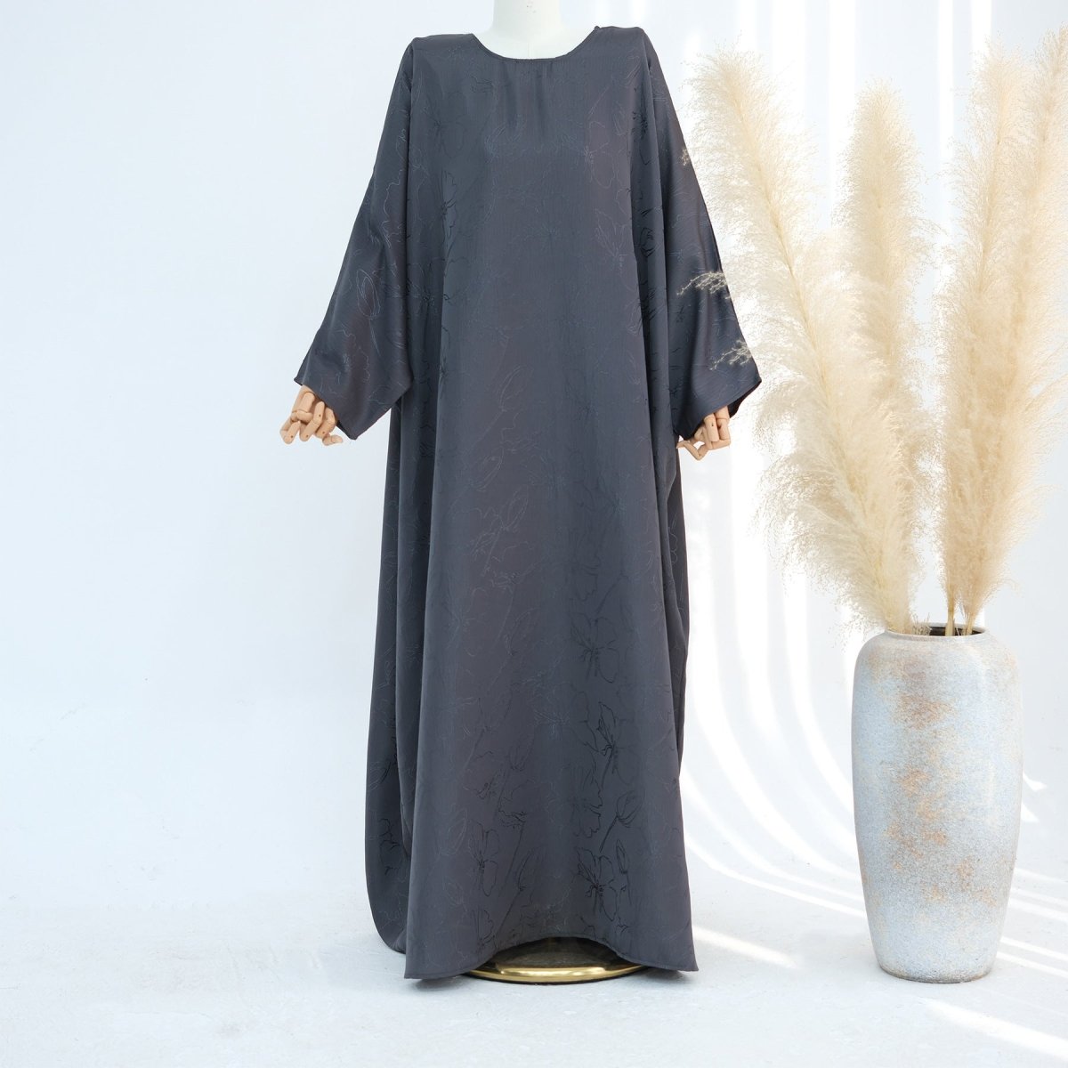 Abaya en satin tissé jacquard 3D (MA138)