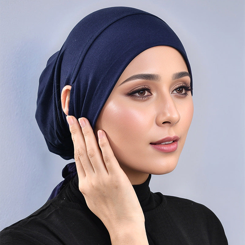 Sous-bonnet en coton mercerisé à nouer avec ouvertures pour les oreilles (MH204)