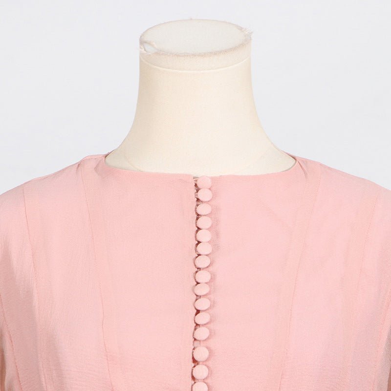 Robe à ourlet volanté avec manches transparentes (MS304)