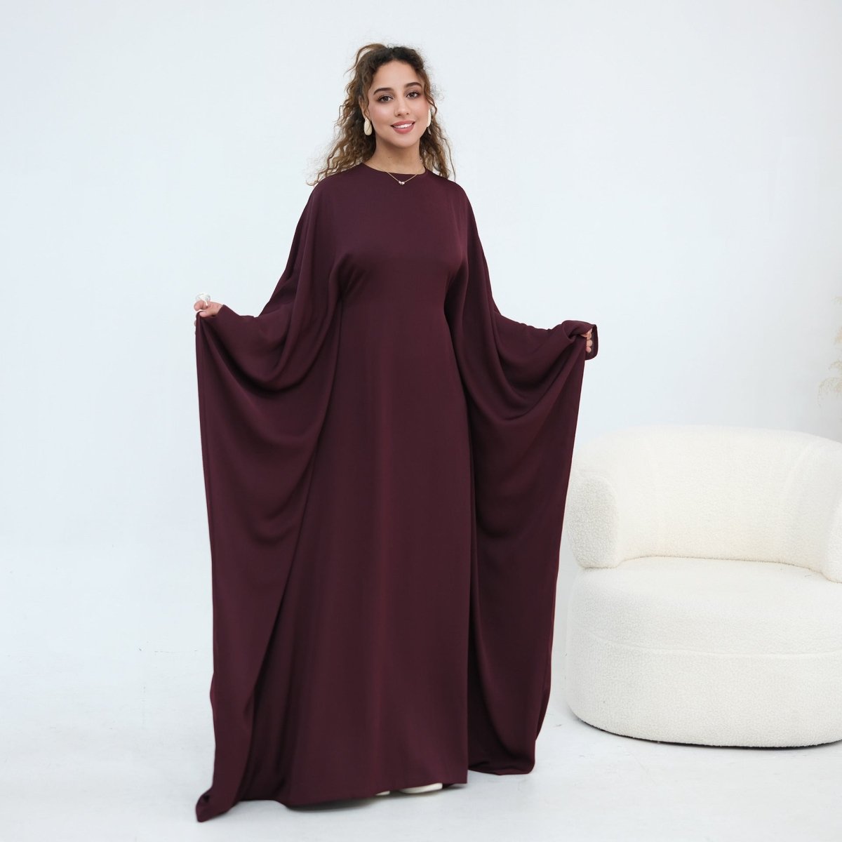 Robe Maxi Nida Crinkle Batwing Sleeve(MA458)