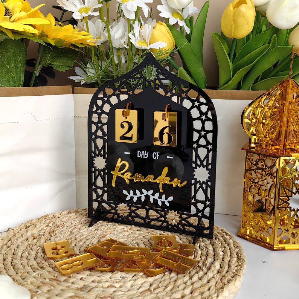 Décoration de Table Acrylique Compte à Rebours du Ramadan - Ornement Artisanal Festif pour la Maison (MAC403)