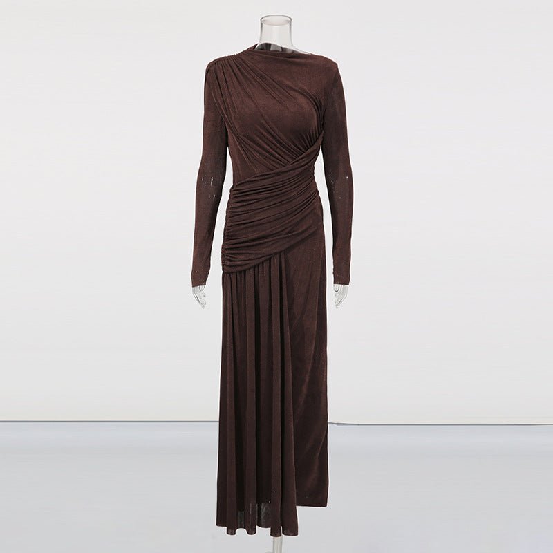 Robe Maxi Plissée en Diagonale (MS467)